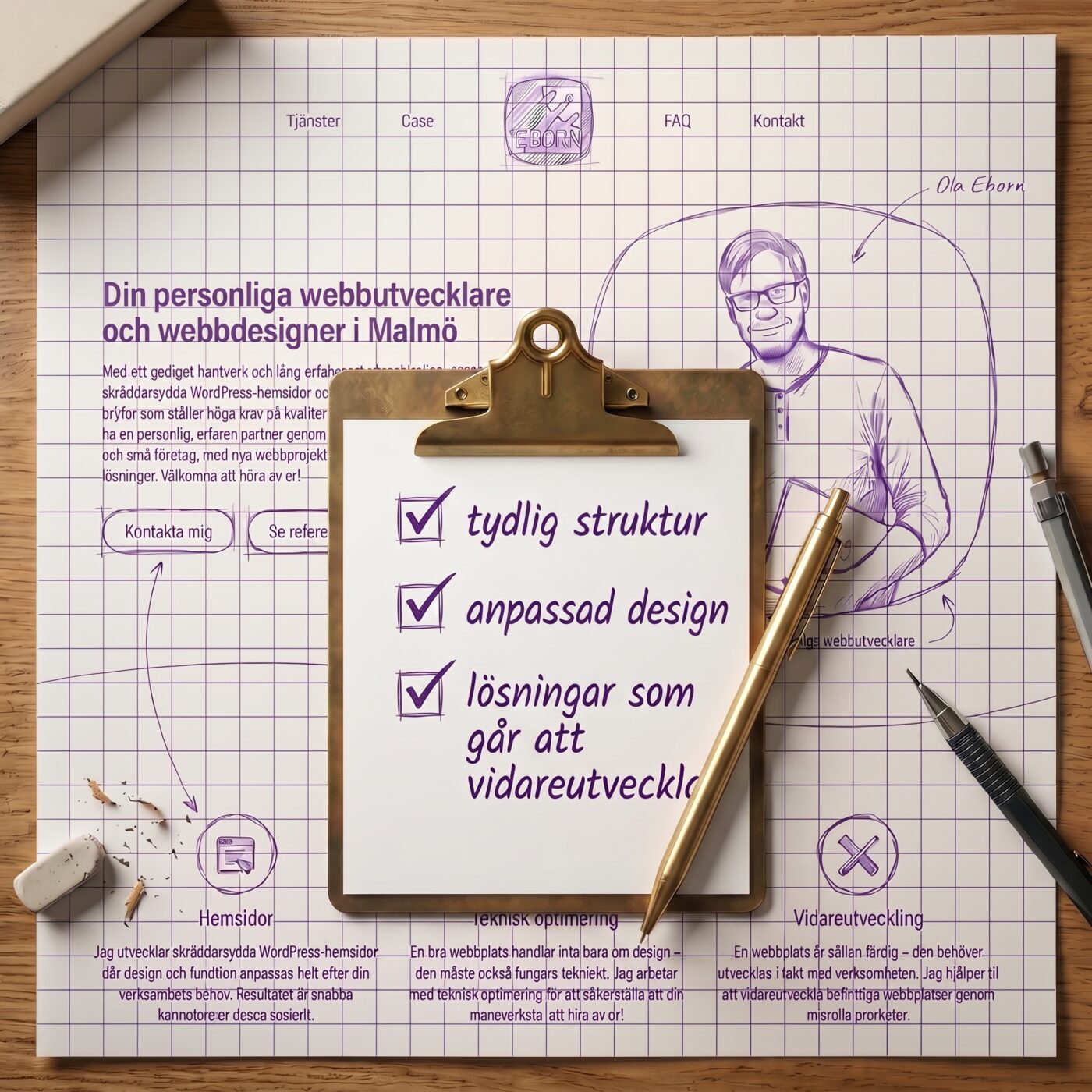 Checklista som visar en strukturerad arbetsprocess för webbdesign