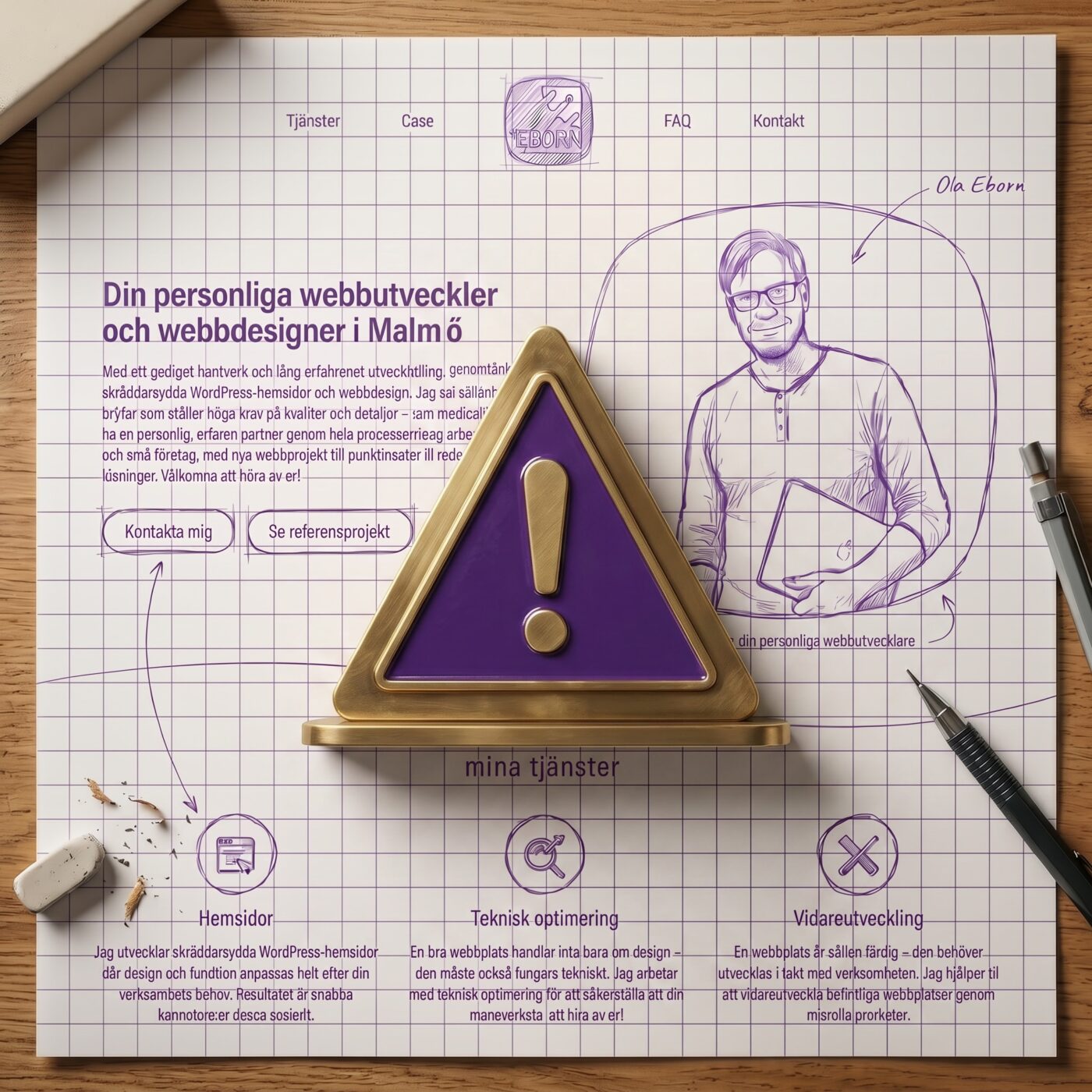 Varningssymbol som illustrerar vanliga misstag vid webbprojekt